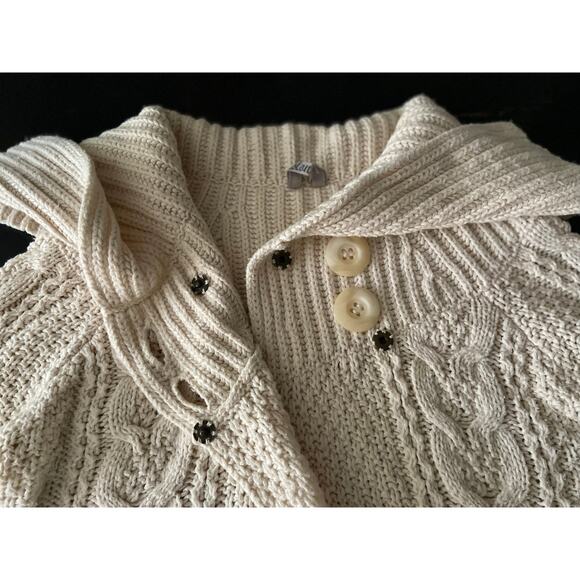 CASLON Cream Cable Knit Fisherman Sweater sz S - Picture 7 of 12